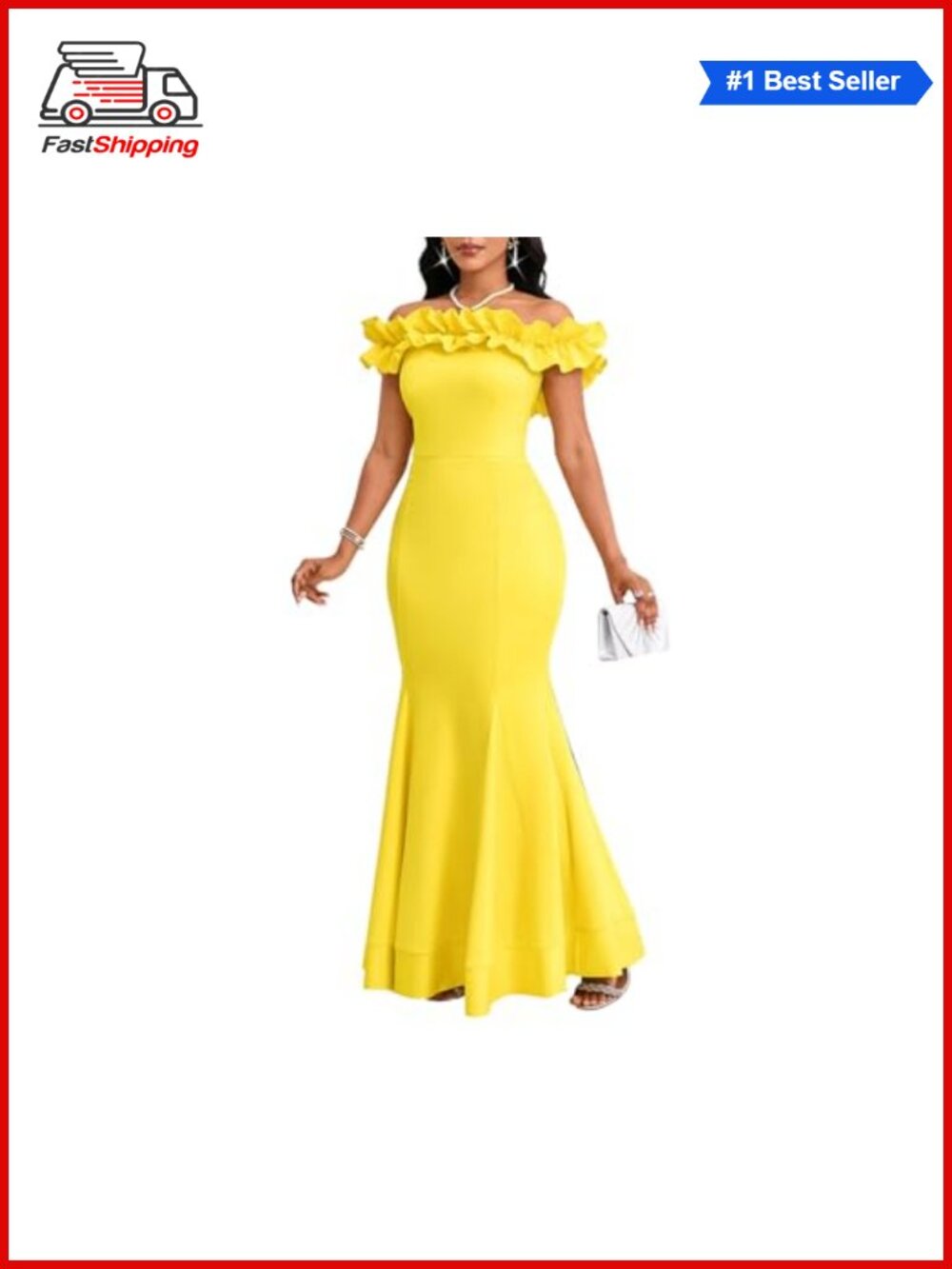 ✨ Off Shoulder Ruffle Mermaid Formal Maxi Dress Evening Gown